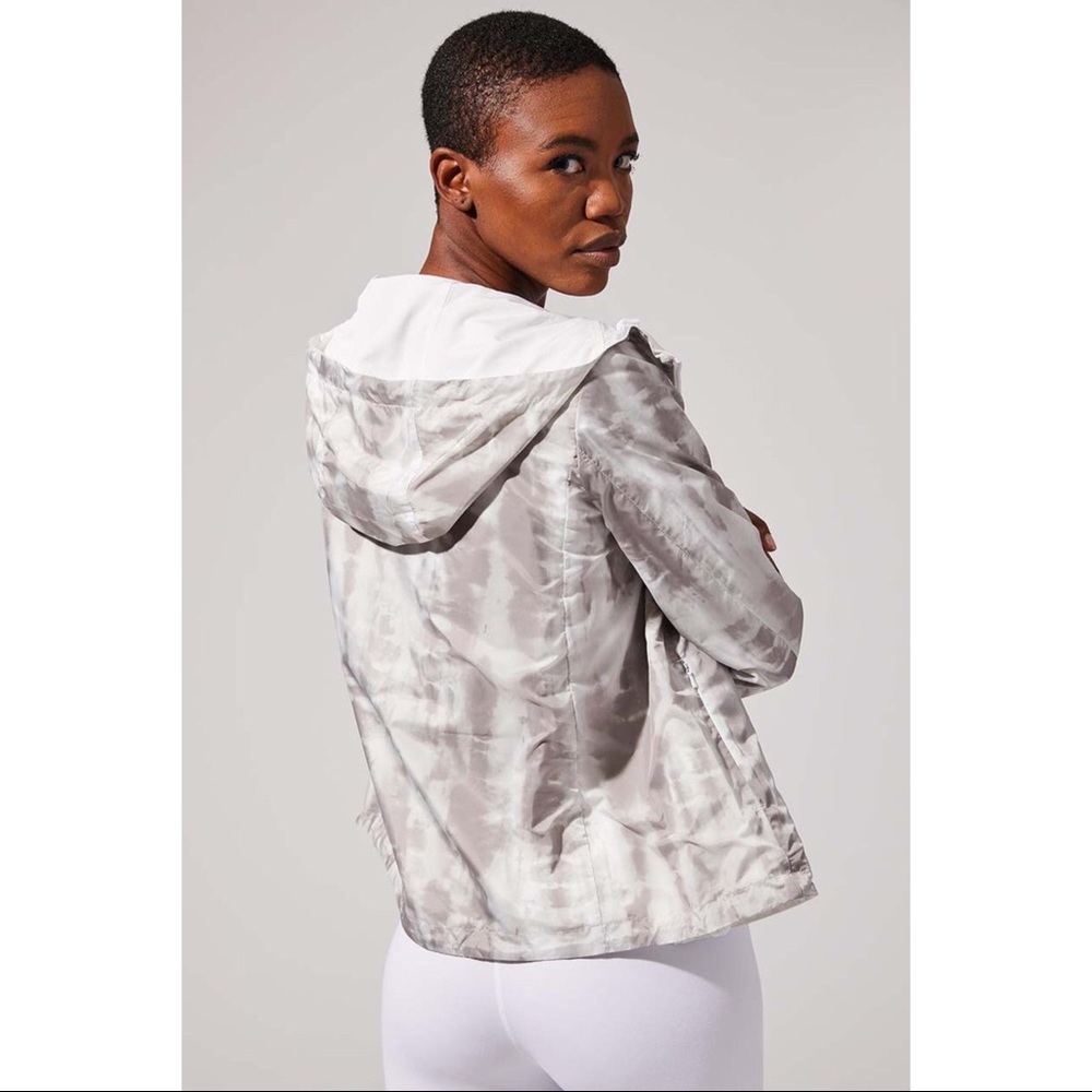 New Mondetta White/Grey Windbreaker Rain Jacket